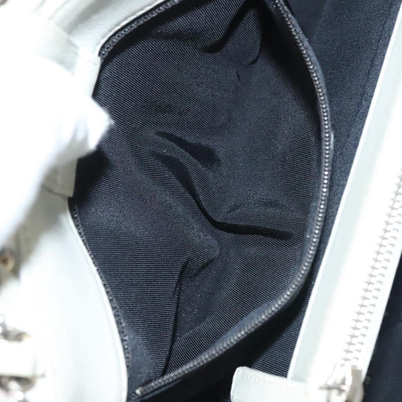 CHANEL Chain Shoulder Bag Lamb Skin White Silver CC Auth 128035