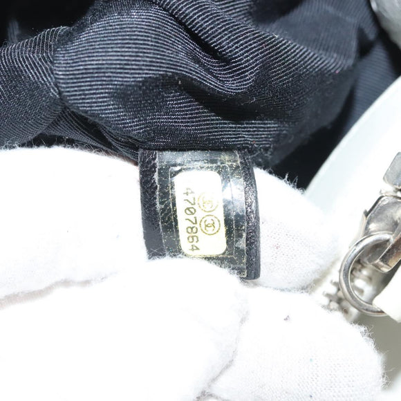 CHANEL Chain Shoulder Bag Lamb Skin White Silver CC Auth 128035