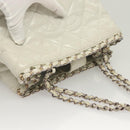 CHANEL Chain Shoulder Bag Lamb Skin White Silver CC Auth 128035-6