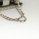 CHANEL Chain Shoulder Bag Lamb Skin White Silver CC Auth 128035-7