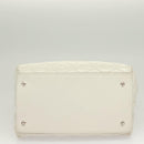 CHANEL Chain Shoulder Bag Lamb Skin White Silver CC Auth 128035-9