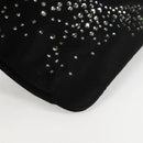 CHANEL Camellia Rhinestone Chain Accessory Pouch Satin Black CC Auth 128040V-15