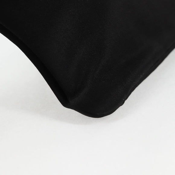 CHANEL Camellia Rhinestone Chain Accessory Pouch Satin Black CC Auth 128040V