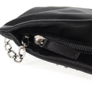 CHANEL Camellia Rhinestone Chain Accessory Pouch Satin Black CC Auth 128040V-8