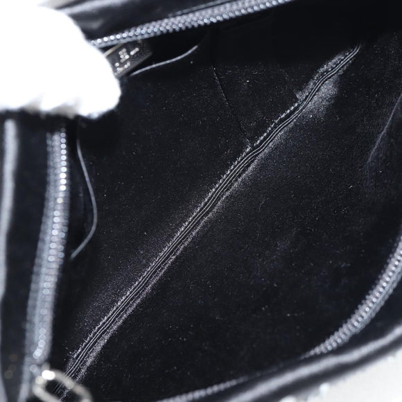 CHANEL Camellia Rhinestone Chain Accessory Pouch Satin Black CC Auth 128040V