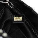 CHANEL Camellia Rhinestone Chain Accessory Pouch Satin Black CC Auth 128040V-10