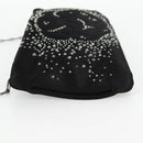 CHANEL Camellia Rhinestone Chain Accessory Pouch Satin Black CC Auth 128040V-3