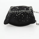 CHANEL Camellia Rhinestone Chain Accessory Pouch Satin Black CC Auth 128040V-4