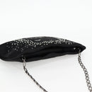 CHANEL Camellia Rhinestone Chain Accessory Pouch Satin Black CC Auth 128040V-6