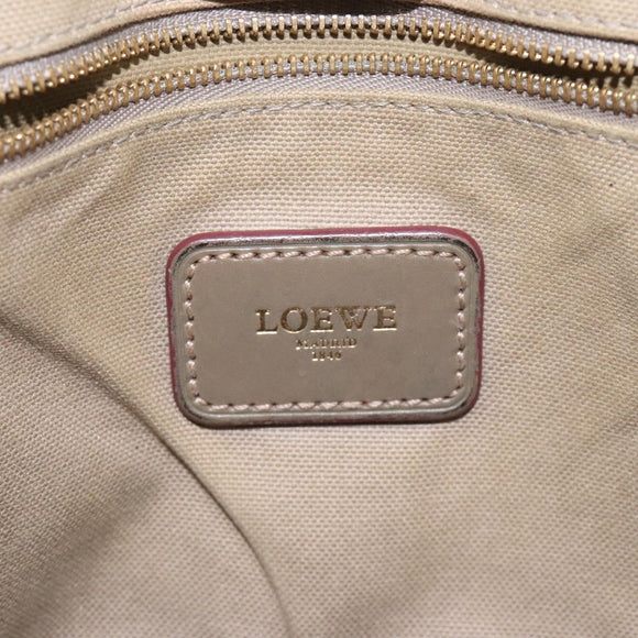 LOEWE Anagram Hand Bag PVC Leather Gray Auth 128042