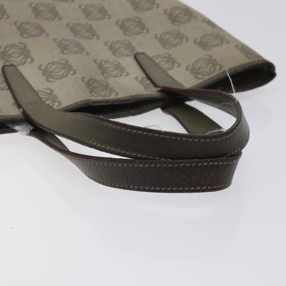 LOEWE Anagram Hand Bag PVC Leather Gray Auth 128042