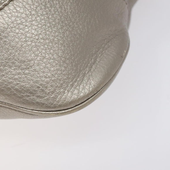 Salvatore Ferragamo Gancini Shoulder Bag Leather Silver Auth 128044