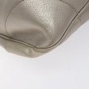 Salvatore Ferragamo Gancini Shoulder Bag Leather Silver Auth 128044-11