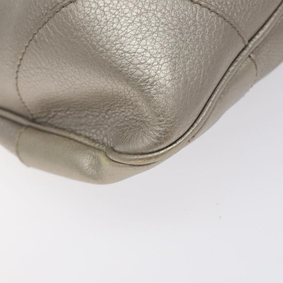 Salvatore Ferragamo Gancini Shoulder Bag Leather Silver Auth 128044