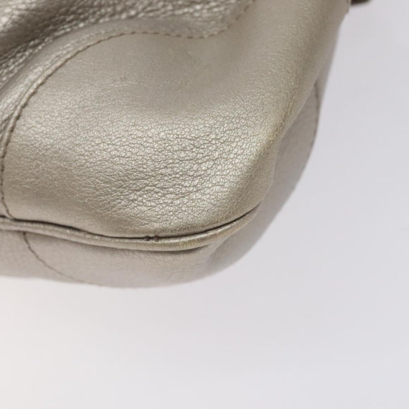 Salvatore Ferragamo Gancini Shoulder Bag Leather Silver Auth 128044