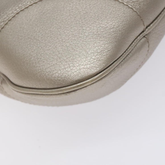 Salvatore Ferragamo Gancini Shoulder Bag Leather Silver Auth 128044