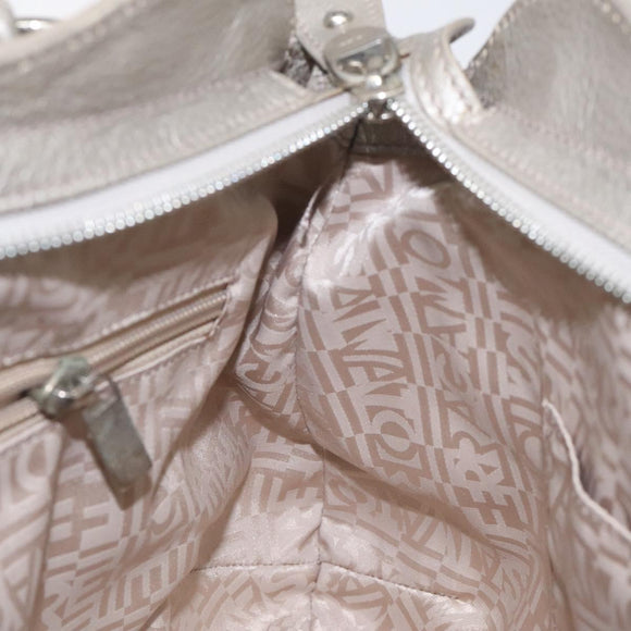 Salvatore Ferragamo Gancini Shoulder Bag Leather Silver Auth 128044