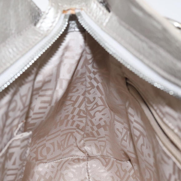 Salvatore Ferragamo Gancini Shoulder Bag Leather Silver Auth 128044