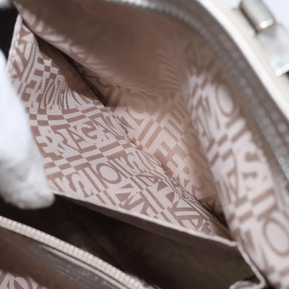 Salvatore Ferragamo Gancini Shoulder Bag Leather Silver Auth 128044