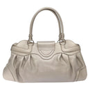 Salvatore Ferragamo Gancini Shoulder Bag Leather Silver Auth 128044-3