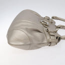 Salvatore Ferragamo Gancini Shoulder Bag Leather Silver Auth 128044-4