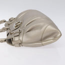 Salvatore Ferragamo Gancini Shoulder Bag Leather Silver Auth 128044-5