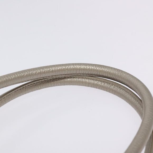 Salvatore Ferragamo Gancini Shoulder Bag Leather Silver Auth 128044