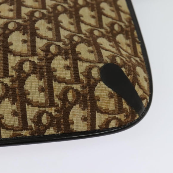 Christian Dior Trotter Canvas Shoulder Bag Brown Gold Auth 128045