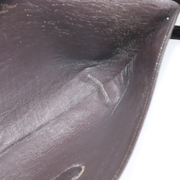 Christian Dior Trotter Canvas Shoulder Bag Brown Gold Auth 128045