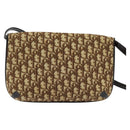 Christian Dior Trotter Canvas Shoulder Bag Brown Gold Auth 128045-2
