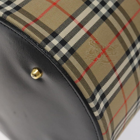 Burberrys Nova Check Vanity Pouch Canvas Beige Gold Auth 128047V