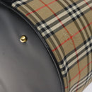 Burberrys Nova Check Vanity Pouch Canvas Beige Gold Auth 128047V-12