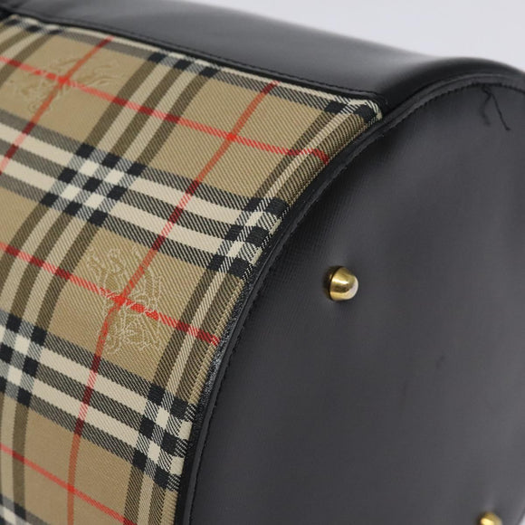 Burberrys Nova Check Vanity Pouch Canvas Beige Gold Auth 128047V