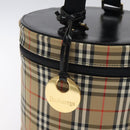 Burberrys Nova Check Vanity Pouch Canvas Beige Gold Auth 128047V-14