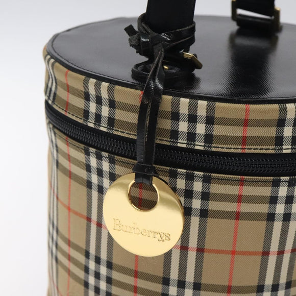 Burberrys Nova Check Vanity Pouch Canvas Beige Gold Auth 128047V
