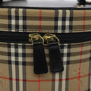Burberrys Nova Check Vanity Pouch Canvas Beige Gold Auth 128047V-15