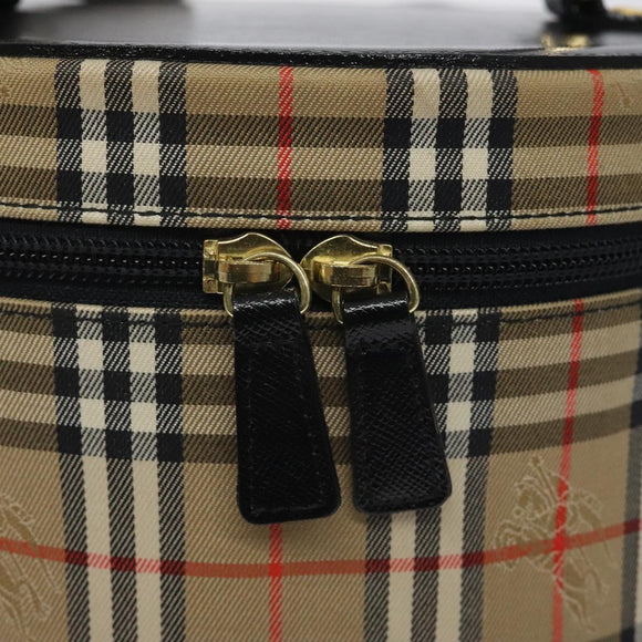 Burberrys Nova Check Vanity Pouch Canvas Beige Gold Auth 128047V