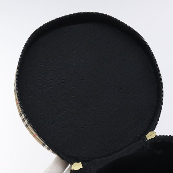 Burberrys Nova Check Vanity Pouch Canvas Beige Gold Auth 128047V