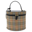 Burberrys Nova Check Vanity Pouch Canvas Beige Gold Auth 128047V-2