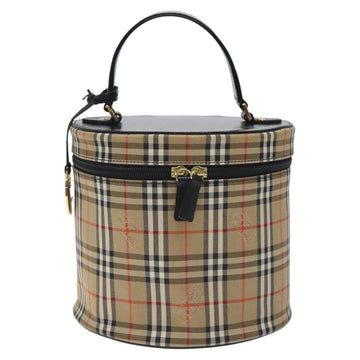 Burberrys Nova Check Vanity Pouch Canvas Beige Gold Auth 128047V - 0