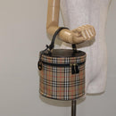 Burberrys Nova Check Vanity Pouch Canvas Beige Gold Auth 128047V-21