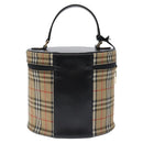 Burberrys Nova Check Vanity Pouch Canvas Beige Gold Auth 128047V-3