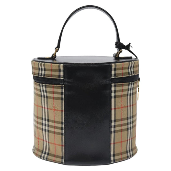 Burberrys Nova Check Vanity Pouch Canvas Beige Gold Auth 128047V