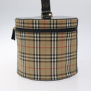 Burberrys Nova Check Vanity Pouch Canvas Beige Gold Auth 128047V-4