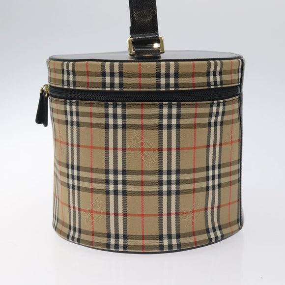 Burberrys Nova Check Vanity Pouch Canvas Beige Gold Auth 128047V