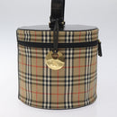 Burberrys Nova Check Vanity Pouch Canvas Beige Gold Auth 128047V-5