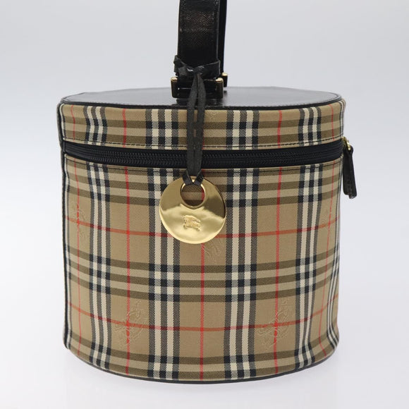 Burberrys Nova Check Vanity Pouch Canvas Beige Gold Auth 128047V