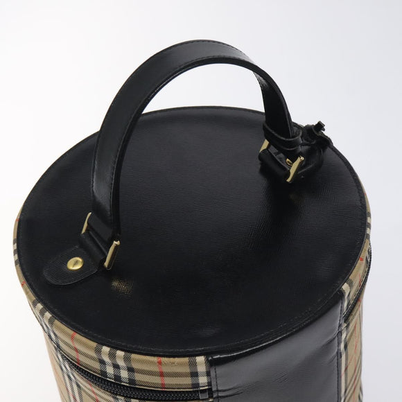 Burberrys Nova Check Vanity Pouch Canvas Beige Gold Auth 128047V