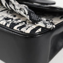 CHANEL Chain COCO Mark Choco Bar Shoulder Bag Satin Black White CC Auth 128055V-11