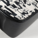 CHANEL Chain COCO Mark Choco Bar Shoulder Bag Satin Black White CC Auth 128055V-12